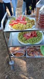 Frutta e prodotti preparati per il momento conviviale durante la manifestazione Hortus et Equitatus